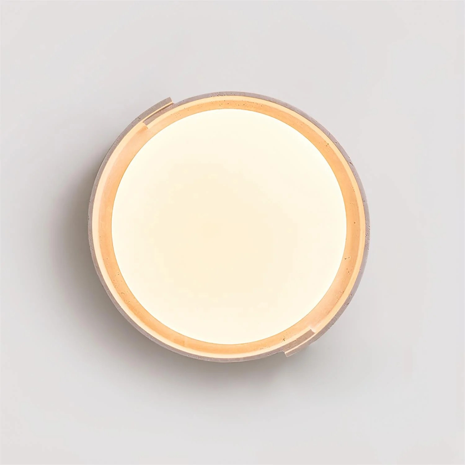 Jonathan Minimalist Round Travertine Stone Flush Mount Ceiling Light