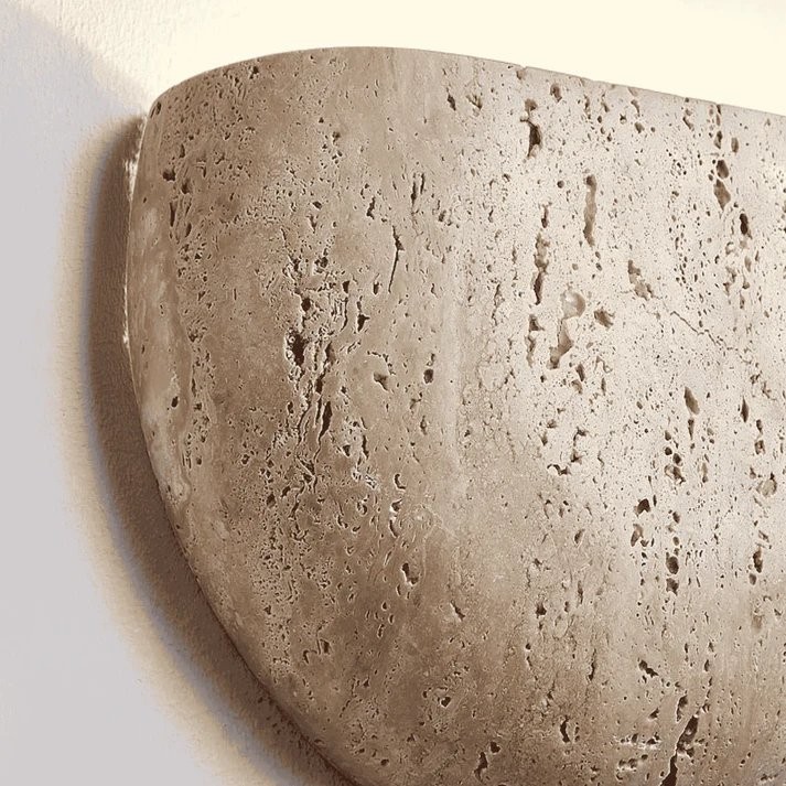 Farlan Wabi-Sabi Travertine Semi-Circular Wall Light