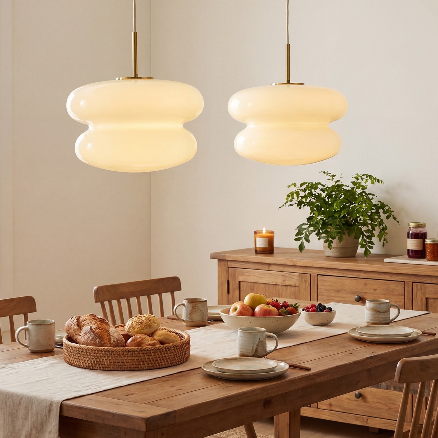 Josie Cream Bauhaus Opal Glass Pendant Light