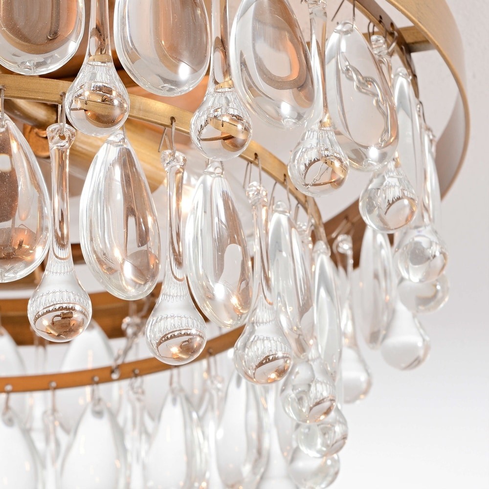 Thalassa Glass Teardrops Crystal Flush Mount Light