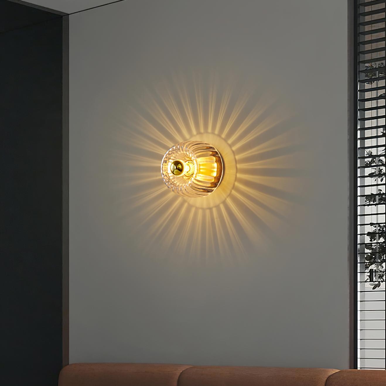 Rynik Mini Glass Sun Shape Full Copper Dual Purpose Flush Mount Light