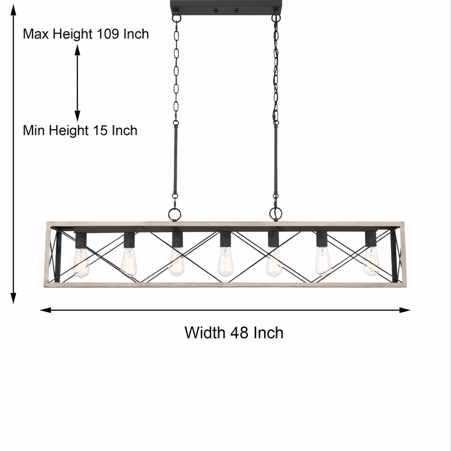 Wrylor Farmhouse 7 Light Steel Rectangle Chandelier