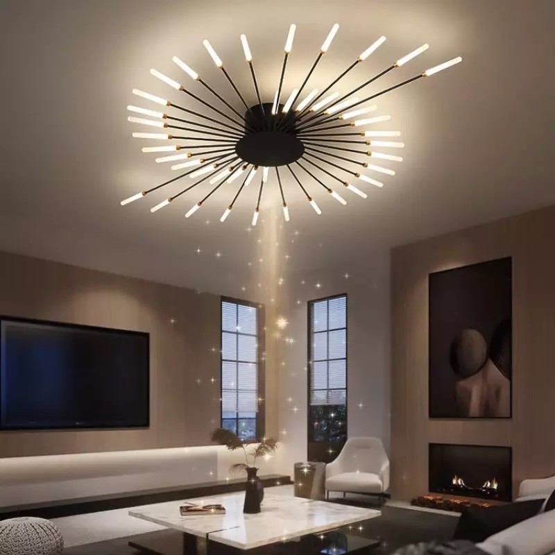 Pranika Modern Sputnik LED Fireworks Semi Flush Mount Ceiling Light