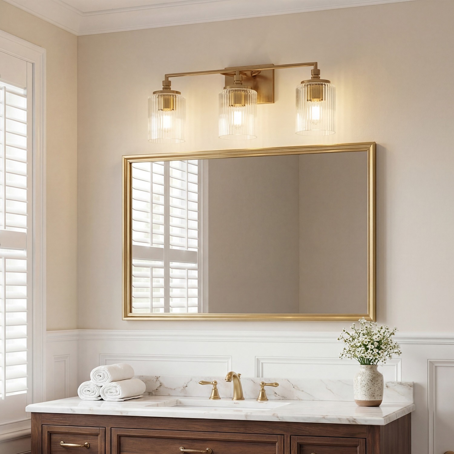 Cerys Modern 3-Light Ribbed Glass Cylinder Sconce