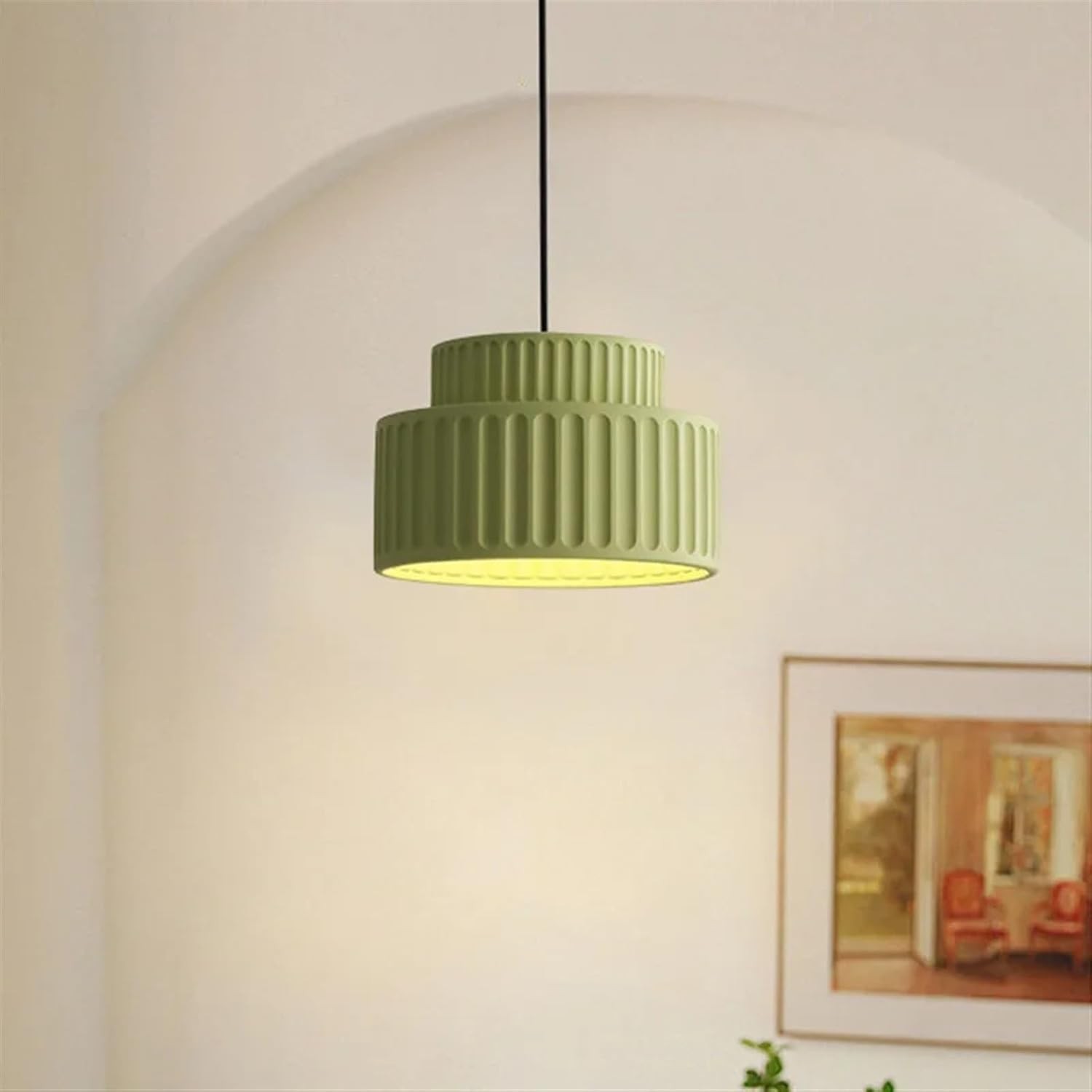 Draxithor Wabi Sabi Fluted Resin Cream Pendant Light