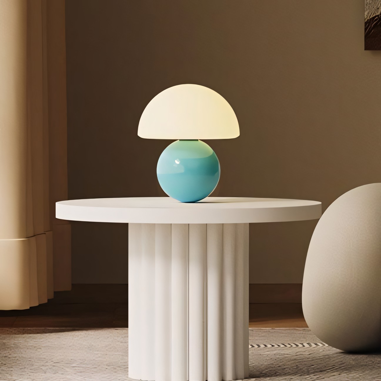 Evinth Mini Colorful Ceramic Base Mushroom Table Lamp