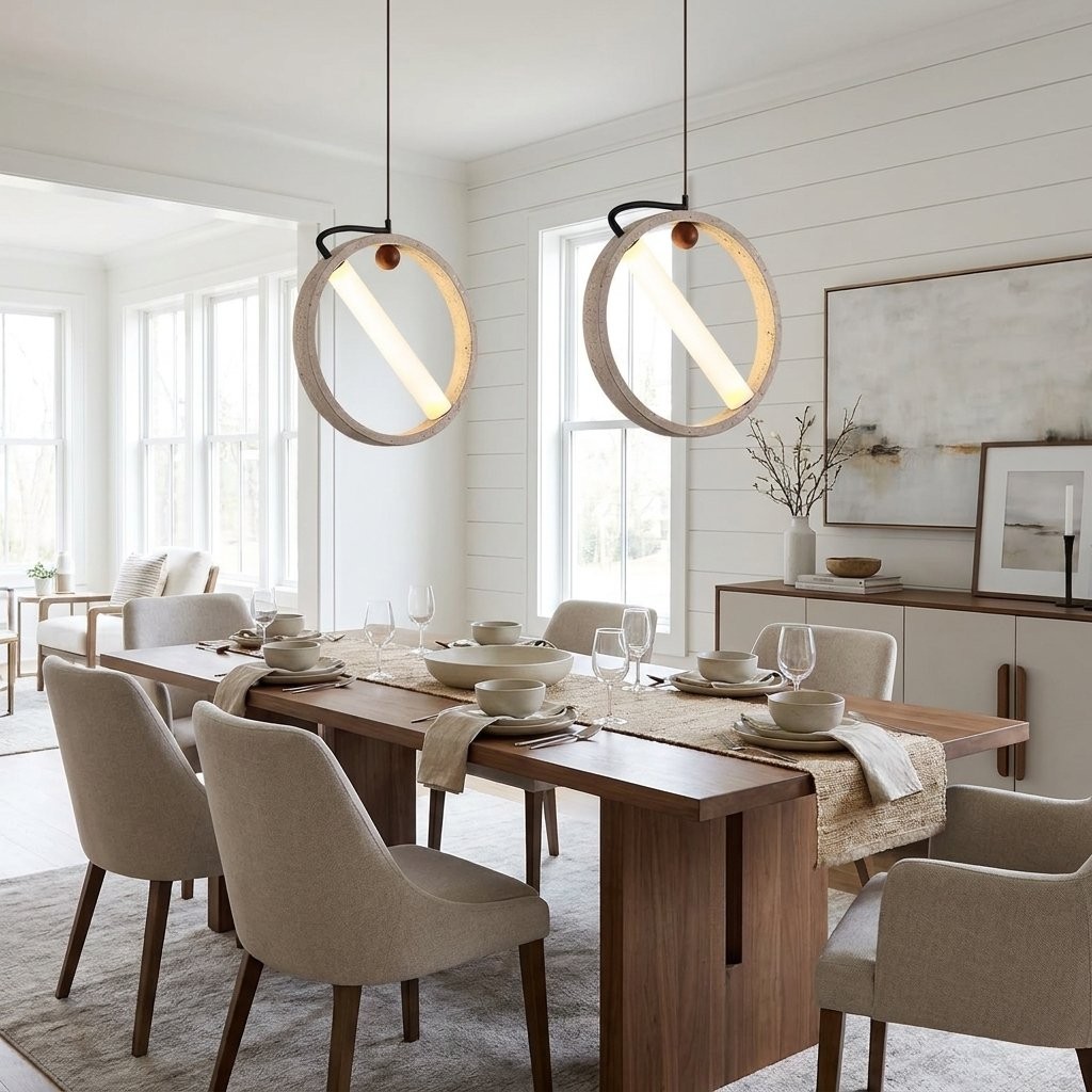 Conlan Japanese Travertine Circular Pendant Light