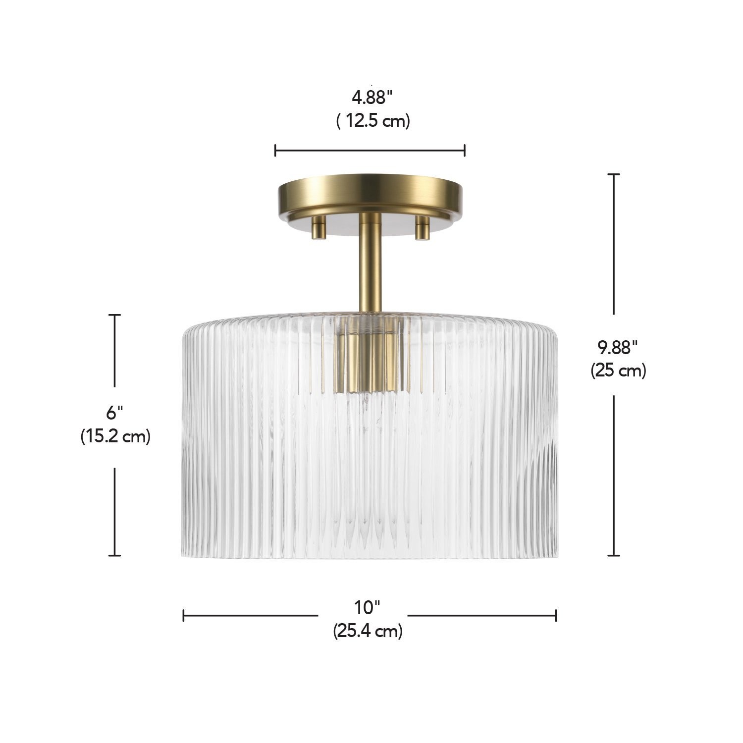 Finnda Farmhouse Ribbed Glass Semi Flush Ceiling
