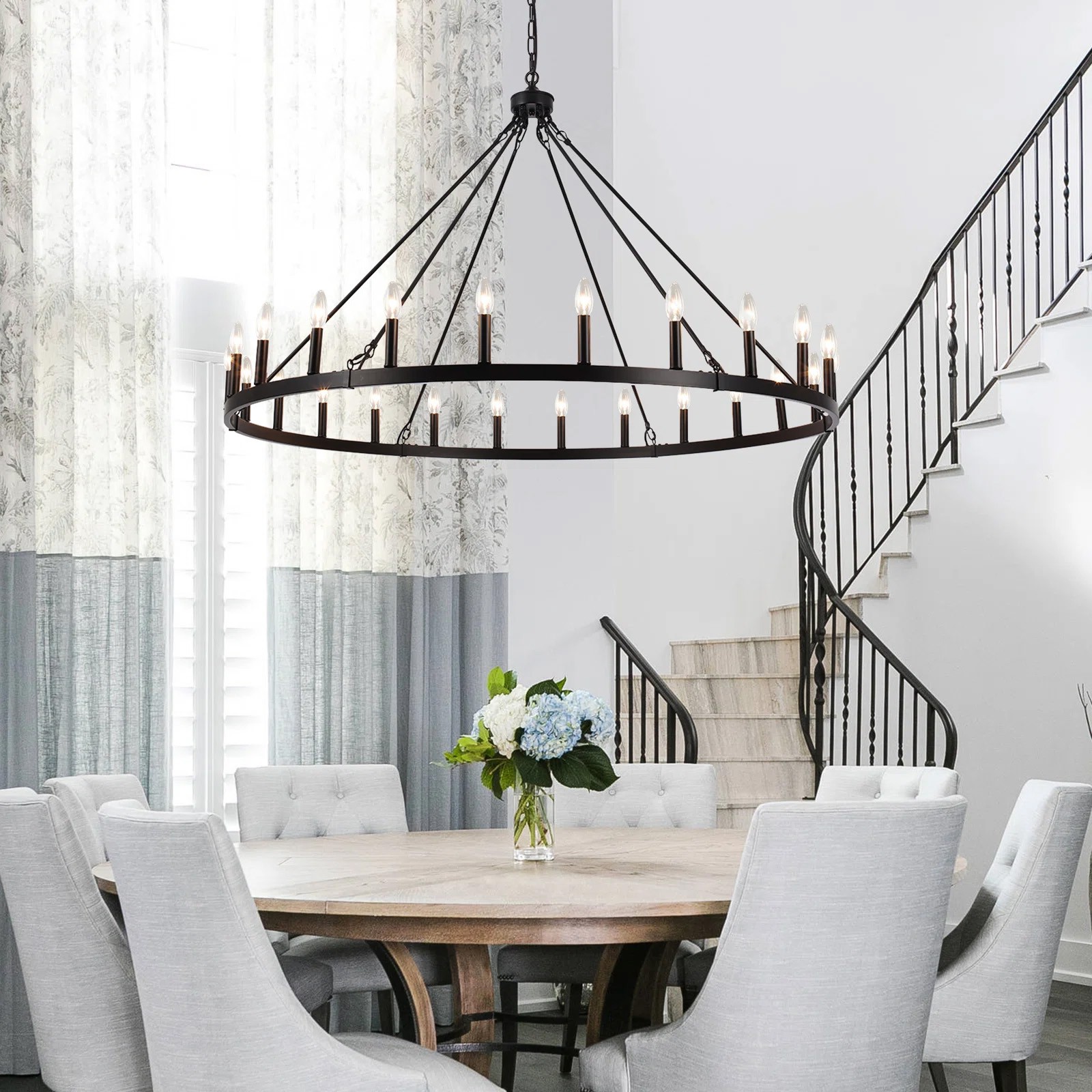 Raeth Farmhouse 24 Lights Wagon Wheel Candle Style Chandelier