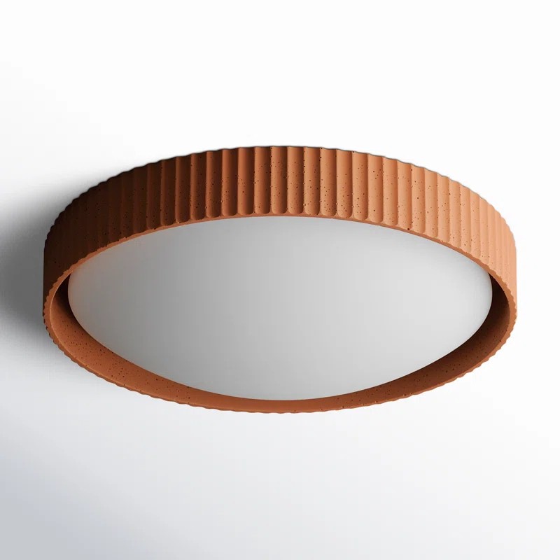 Arnold ‎Minimalist Round Led Fluted Concrete Ceiling Light