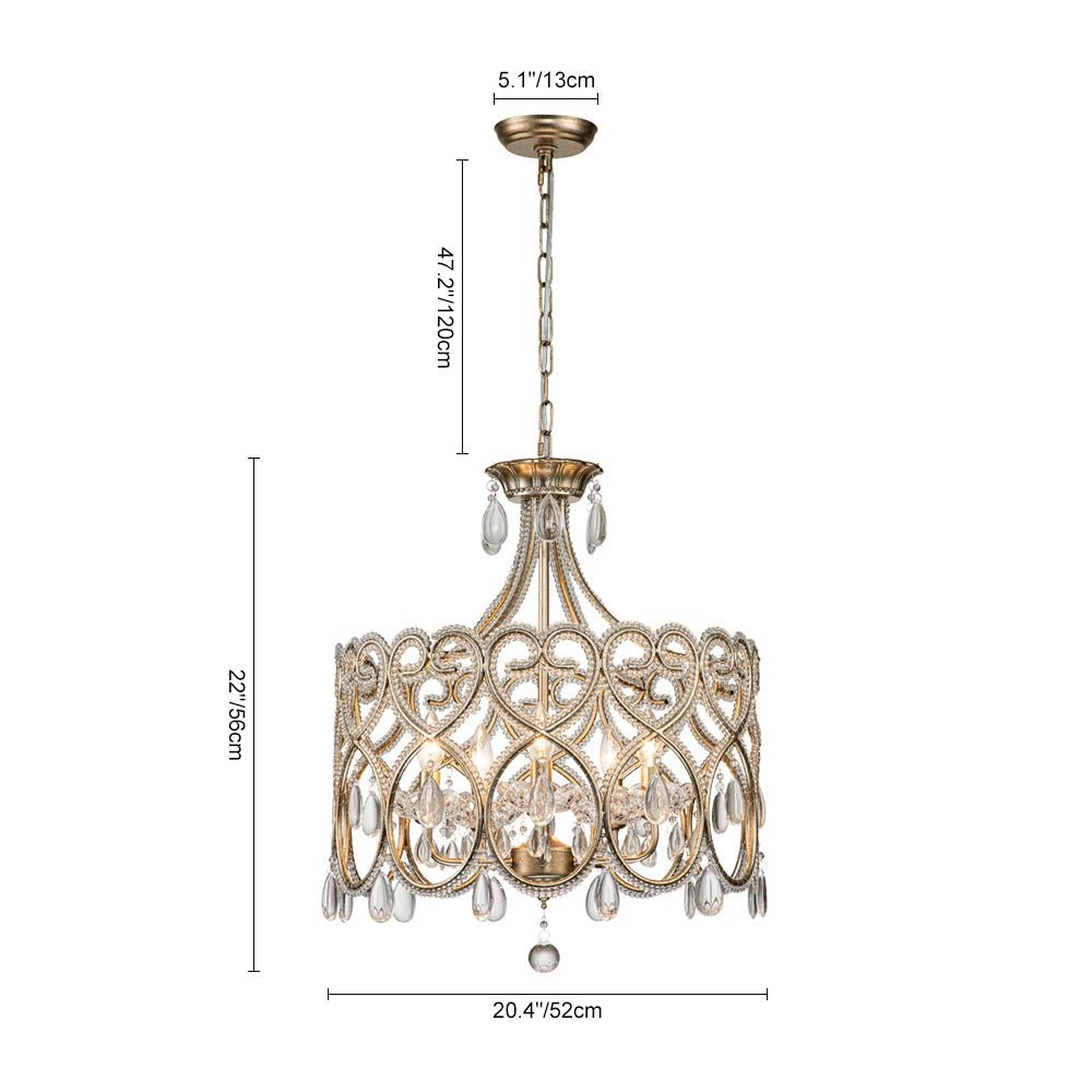 Neve Luxury French Antique Crystal Drum Chandelier