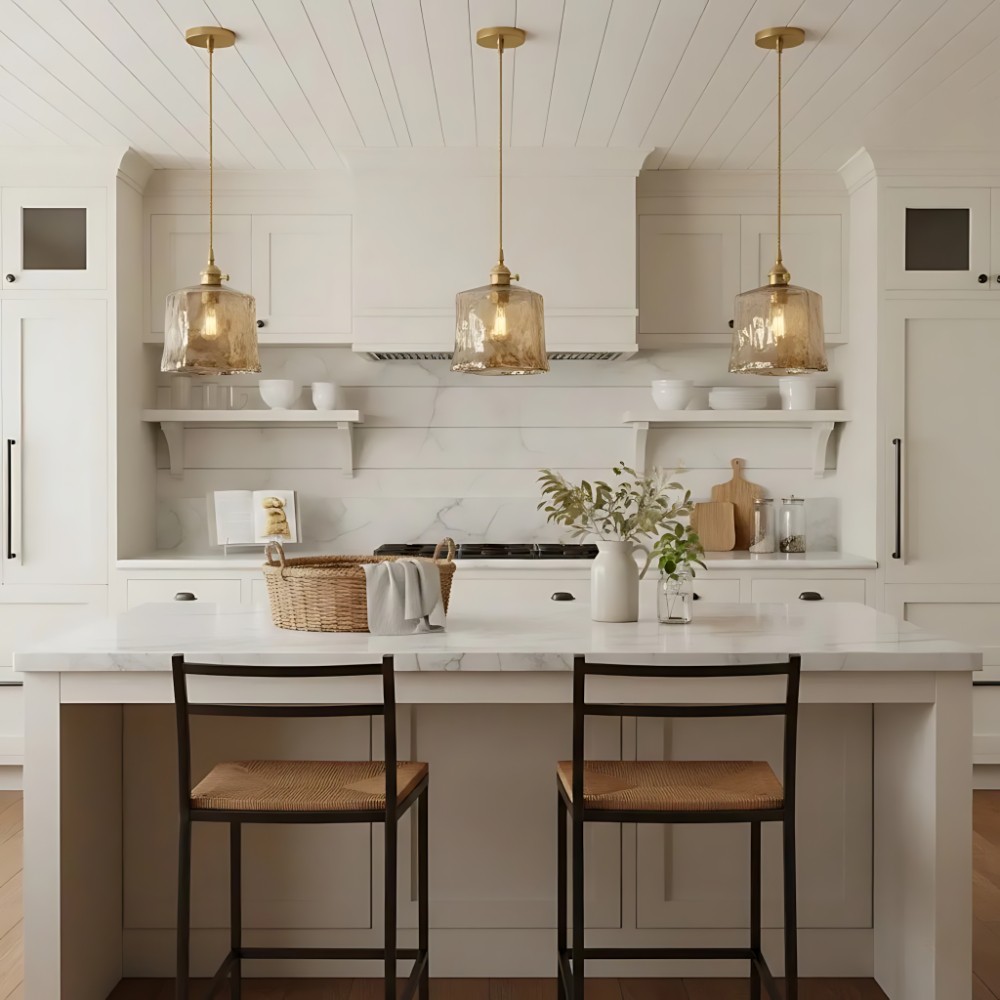 Nyxalis Vintage Brass Glass Pendant Light