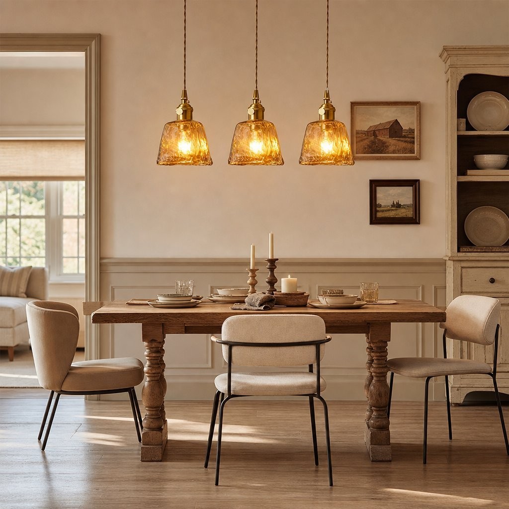 Cyralix Brass Coffee Water Ripple Glass Pendant Light