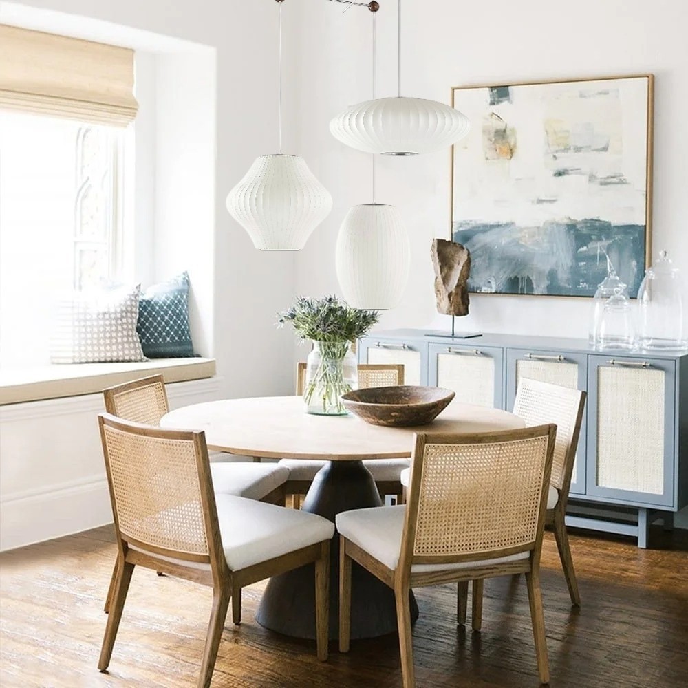Noah White Triple Pear Bubble Silk Pendant Light