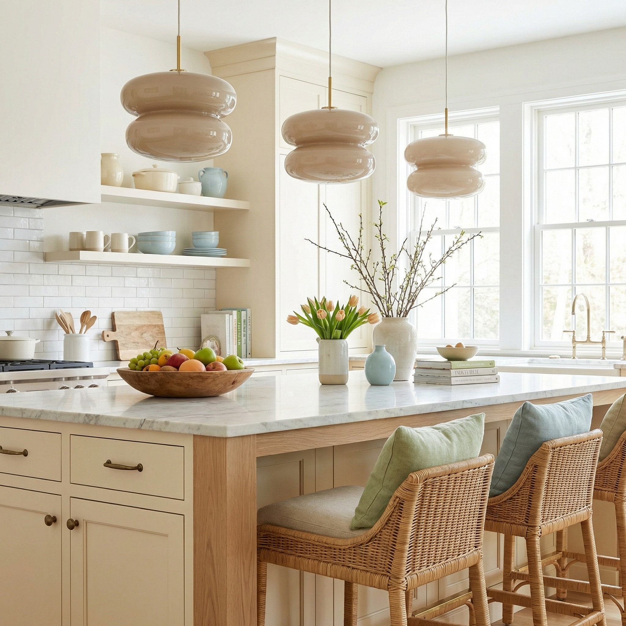 Josie Cream Bauhaus Opal Glass Pendant Light