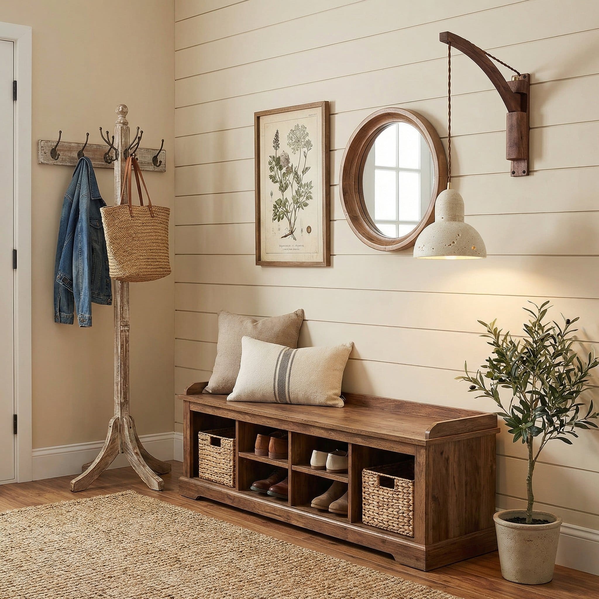 Josiah Modern Solid Wood Travertine Wall Lamp