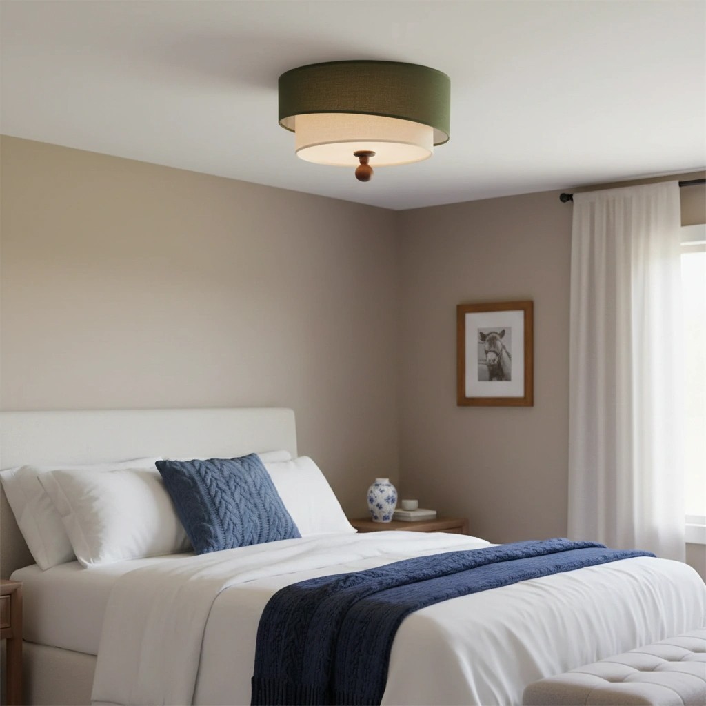 Celestis Modern Fabric Drum Ceiling Light