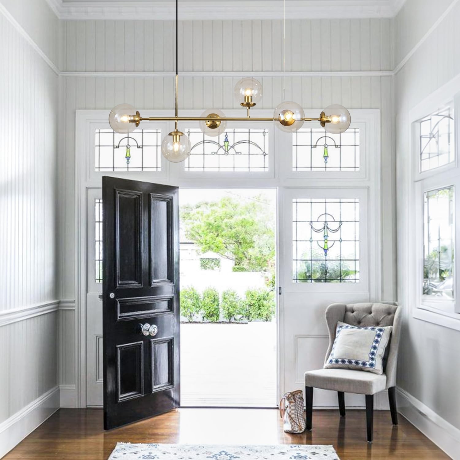 Celestina 6 Light Linear Glass Orb Pendant Light