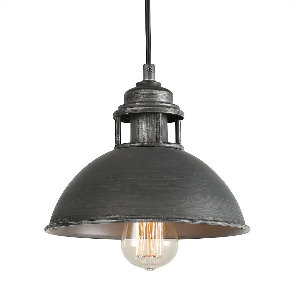 Hendon Industrial Matte Black Wrought Iron Dome Pendant Light