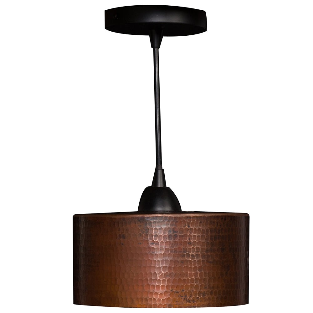 Glimmera Vintage Hammered Copper Drum Pendant Light
