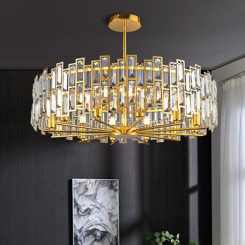Quirin Luxurious Gold Round Crystal Chandelier