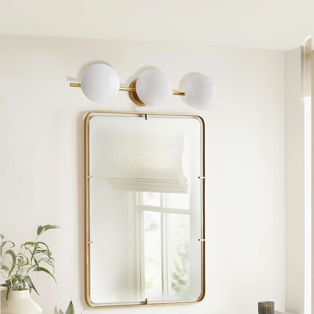 Larian White Glass Globe Bathroom Vanity Light