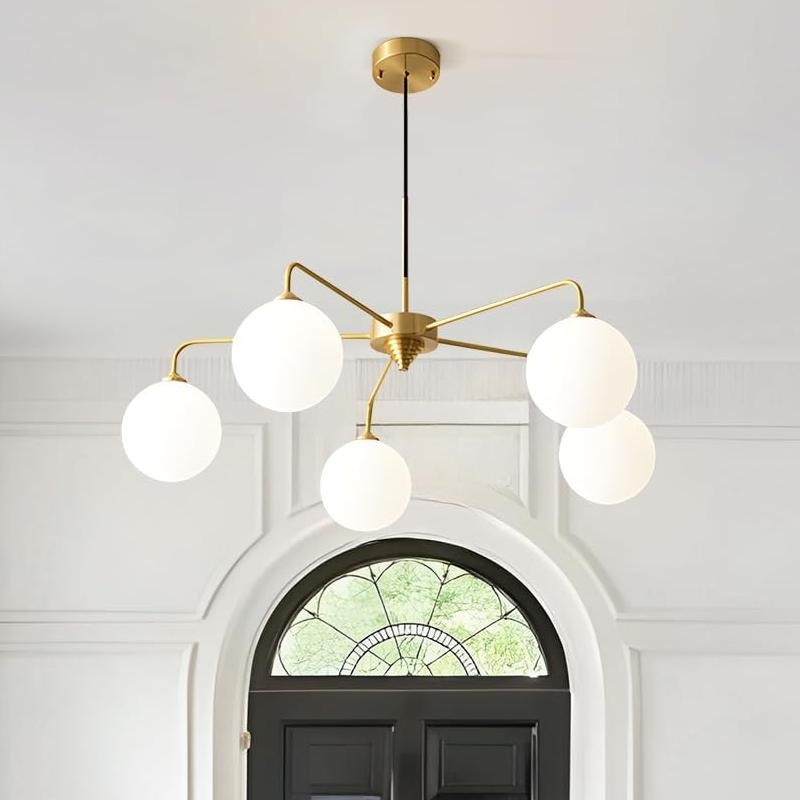 Maytoni Modern 5 Lights White Glass Globe Chandelier