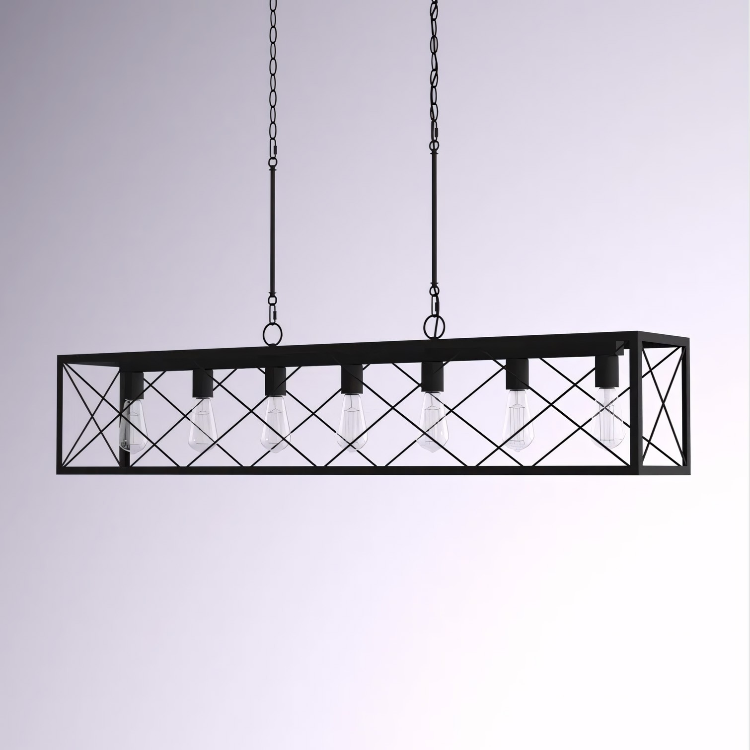 Wrylor Farmhouse 7 Light Steel Rectangle Chandelier
