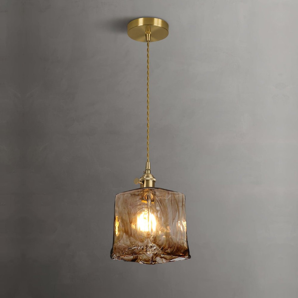 Nyxalis Vintage Brass Glass Pendant Light