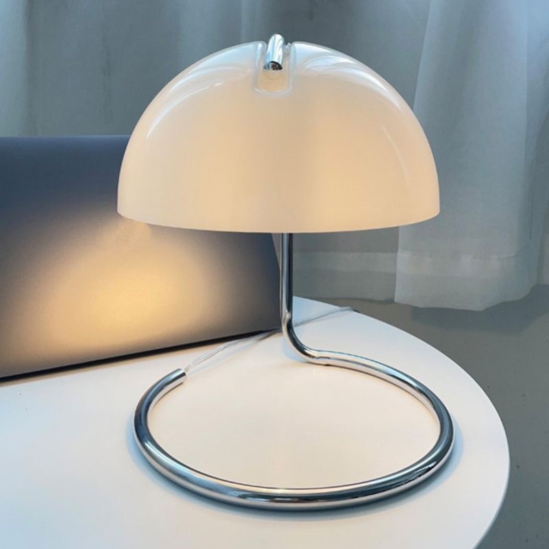 Olivia Bauhaus Bedside Table Lamps With Dome Glass Shades