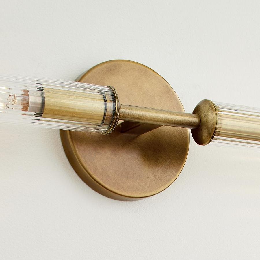 Alice Farmhouse Transparent Ribbed Glass Double Tube Sconce