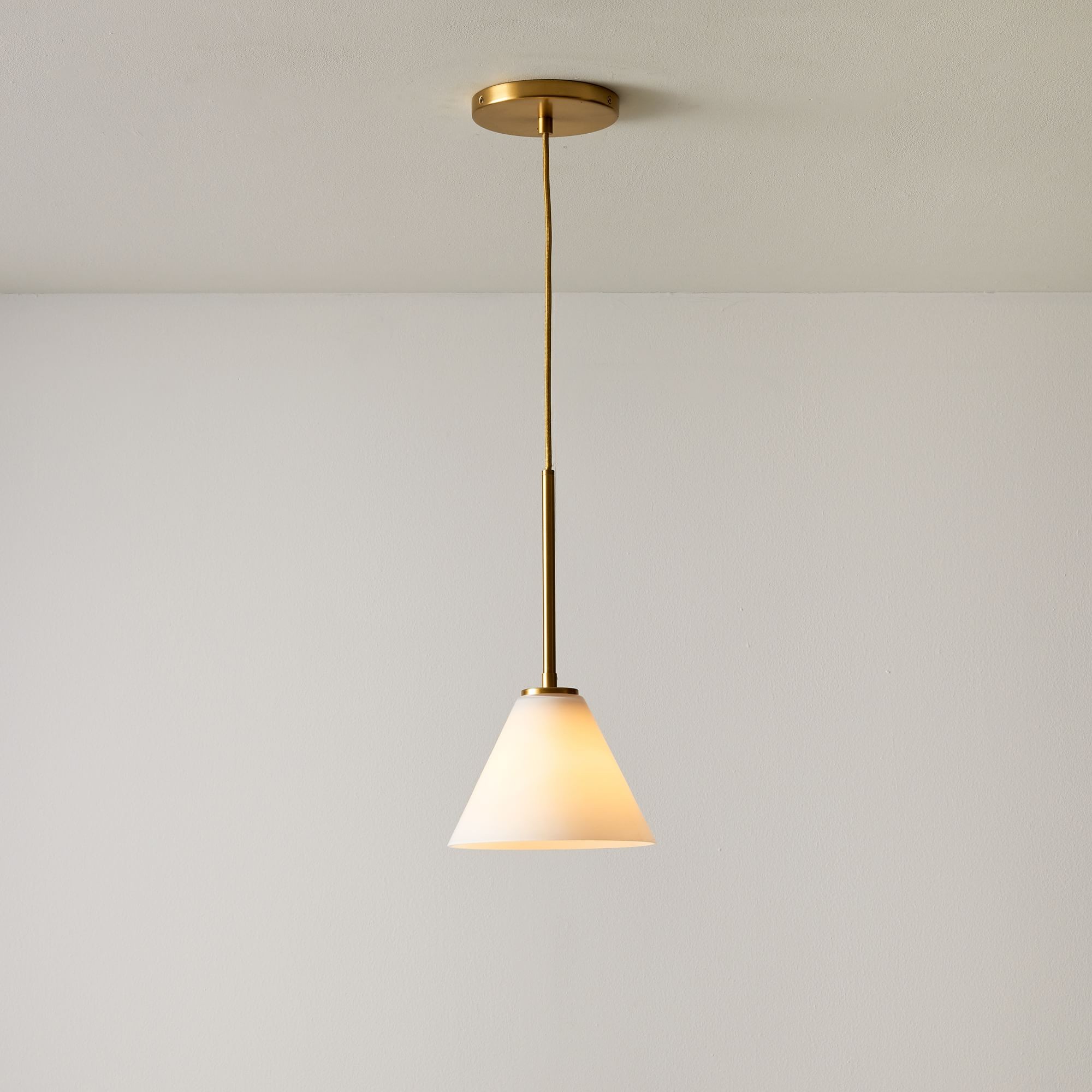 Nori Minimalist Brass Glass Cone Pendant Light