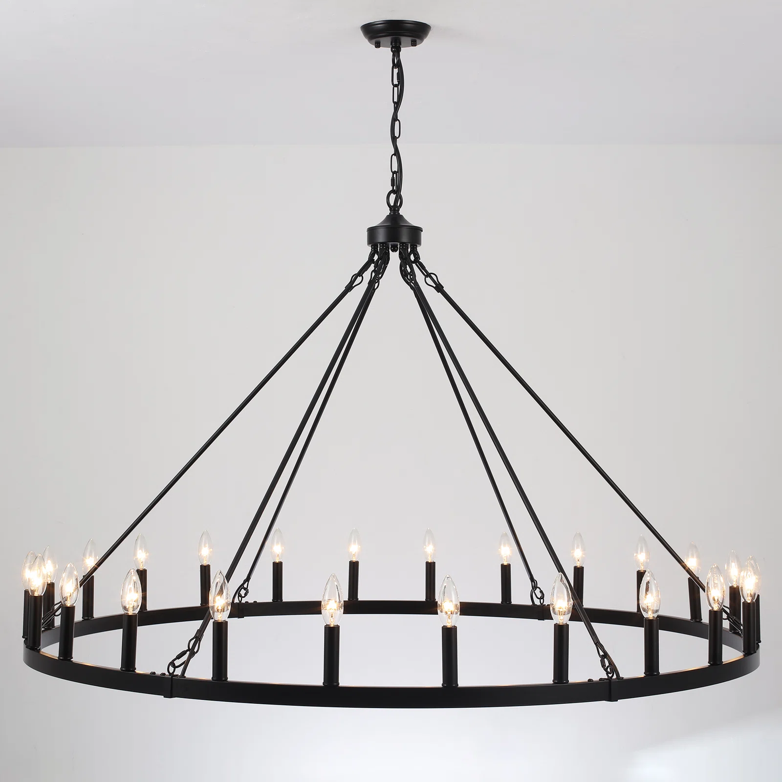 Raeth Farmhouse 24 Lights Wagon Wheel Candle Style Chandelier