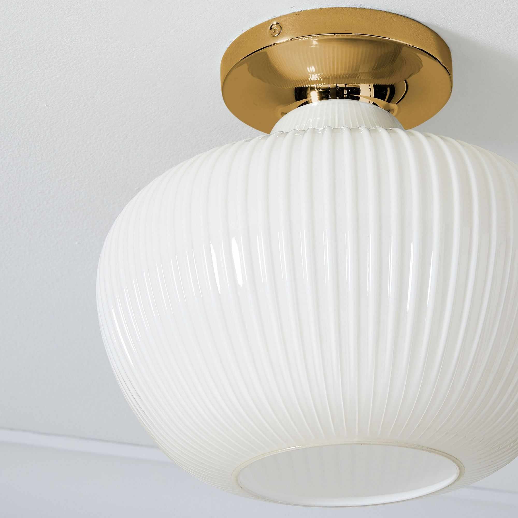 Naiad Rustic Sculptural Ribbed Glass Flush Ceiling Light