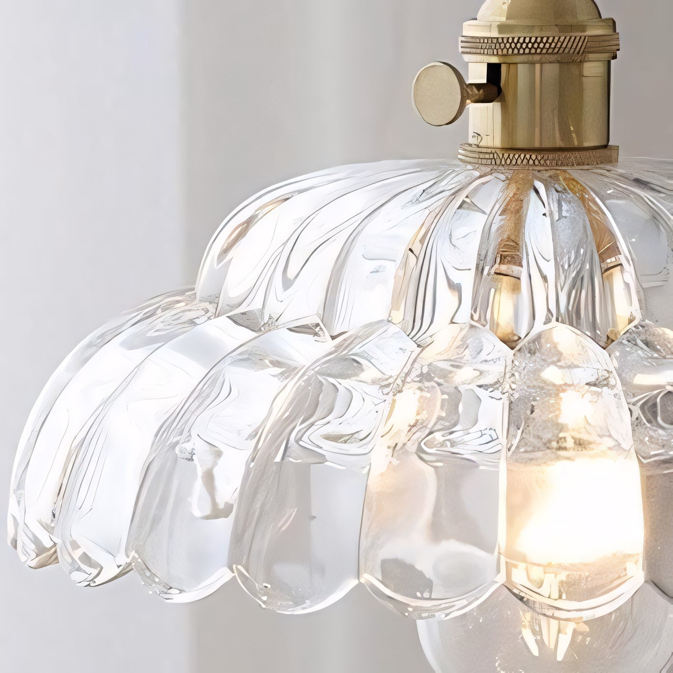 Worlanth Mid Century Clear Glass Flower Pendant Light