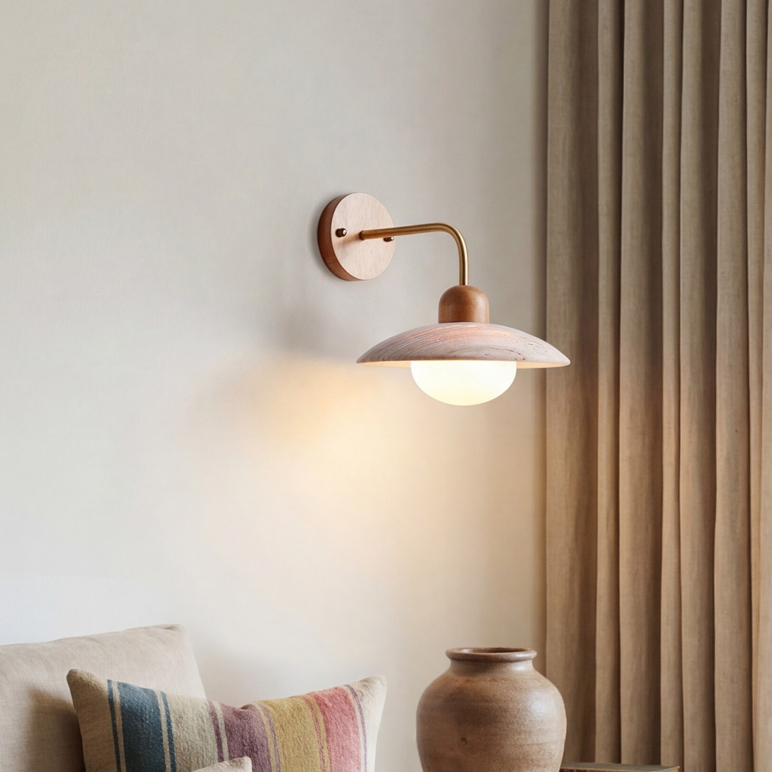 Habakkuk Farmhouse Disc Travertine Wall Sconce