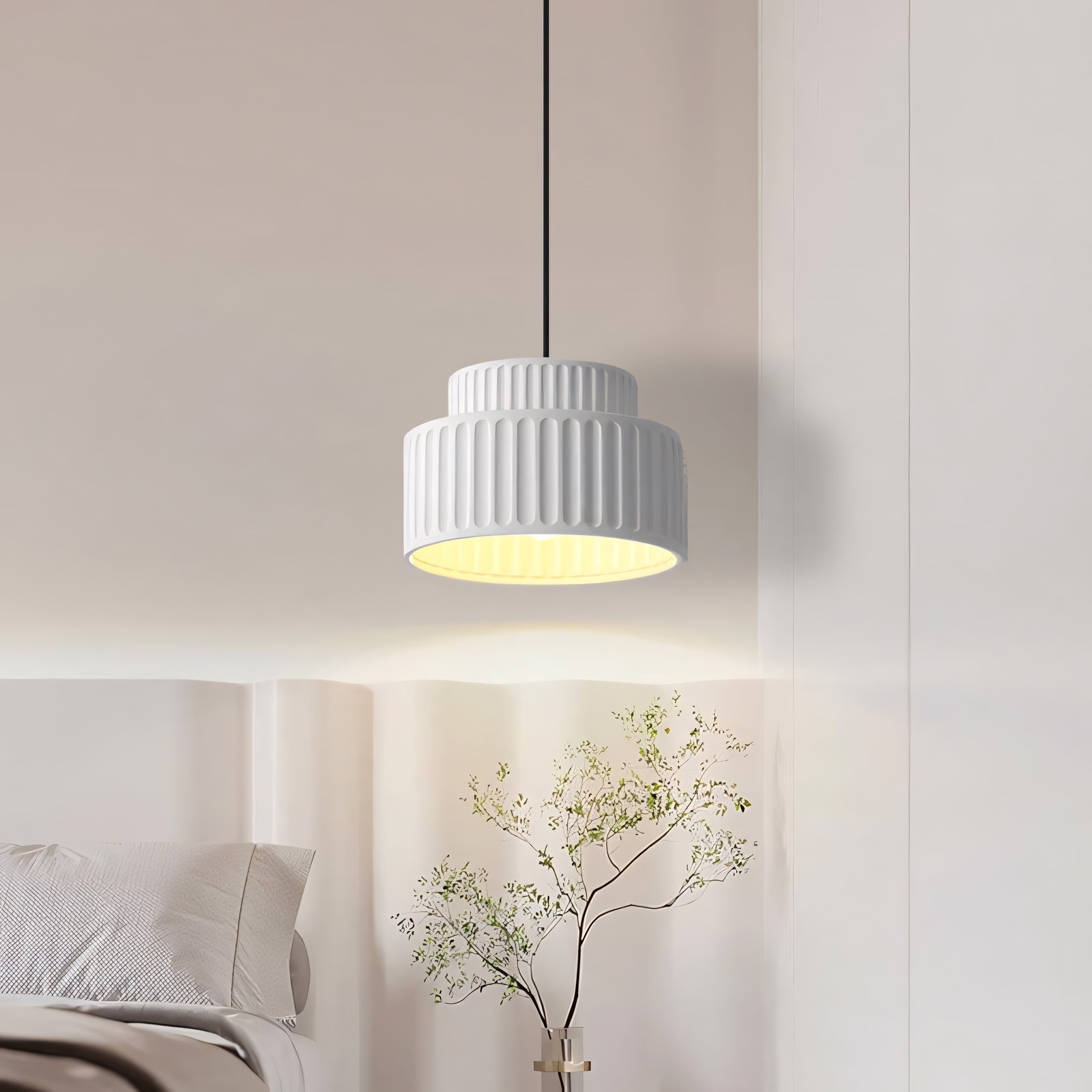 Brisby Striped Frosted Fluted Ceramic Pendant Light