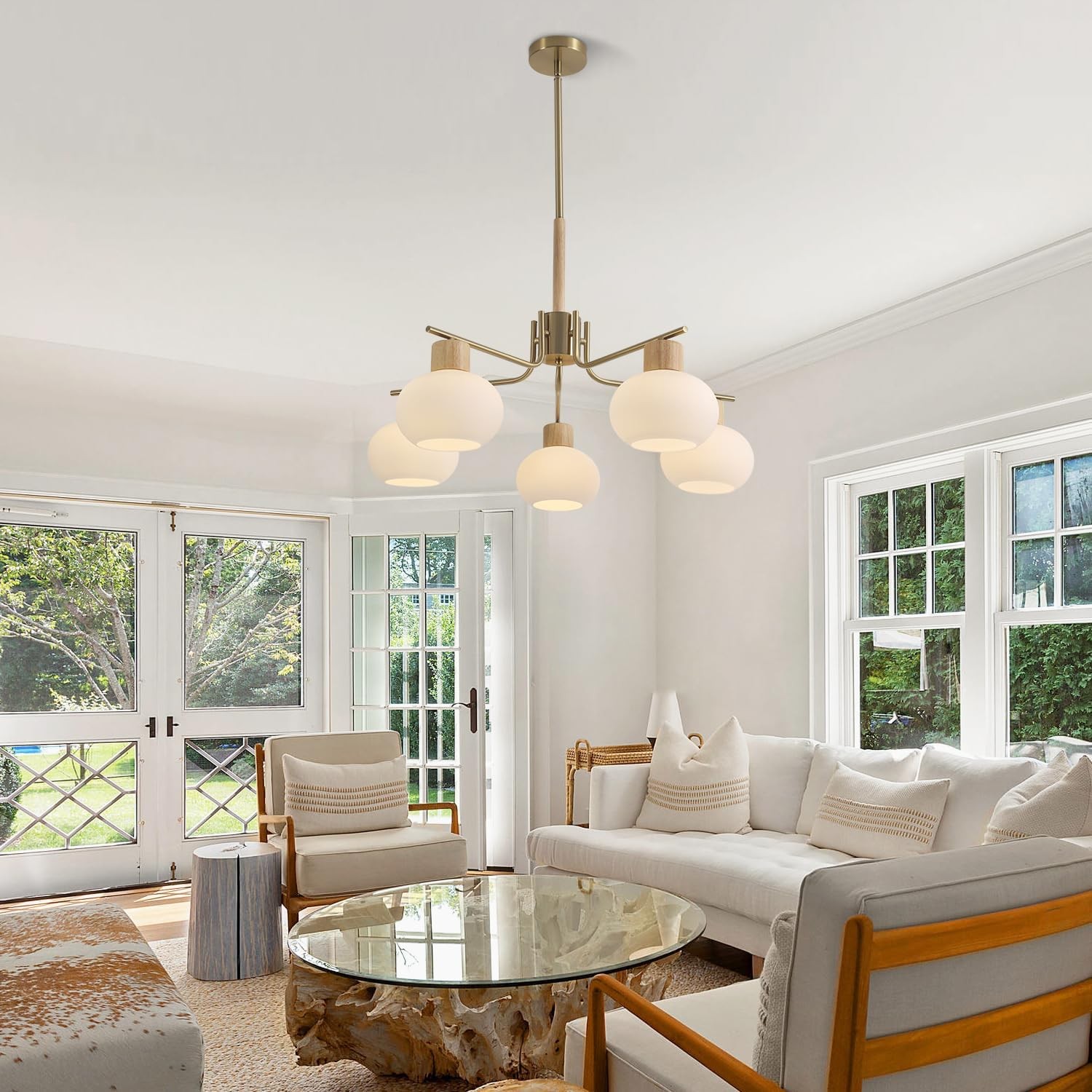 Jesper Gold Modern Frosted Glass Chandelier