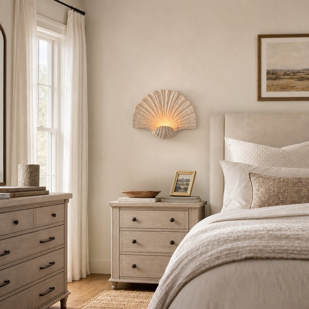 Coralie Vintage Natural Sandstone Shell Wall Lamp