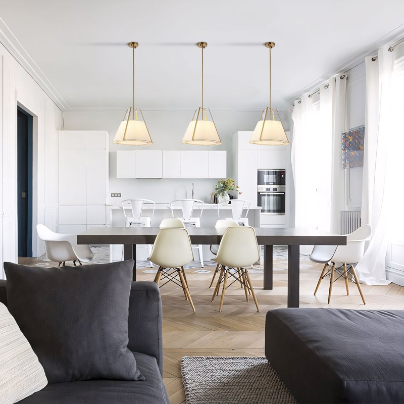 Zevran Farmhouse Metal Cone Fabric Pendant Light