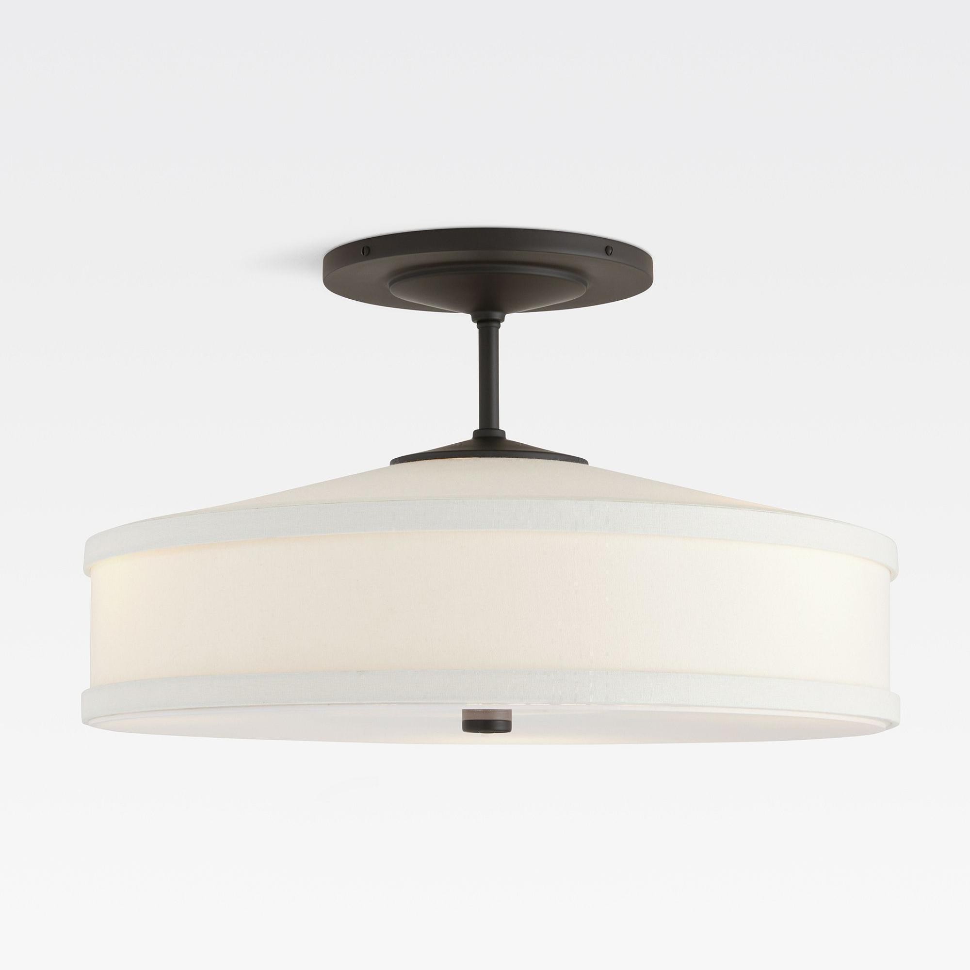Delaney Rustic Fabric Drum Semi-Flush Mount Ceiling Light
