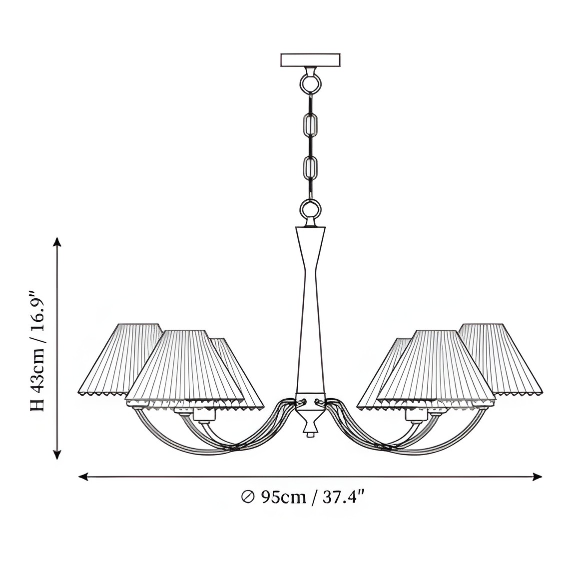 Axel Rustic Pleated Shade Wood Chandelier