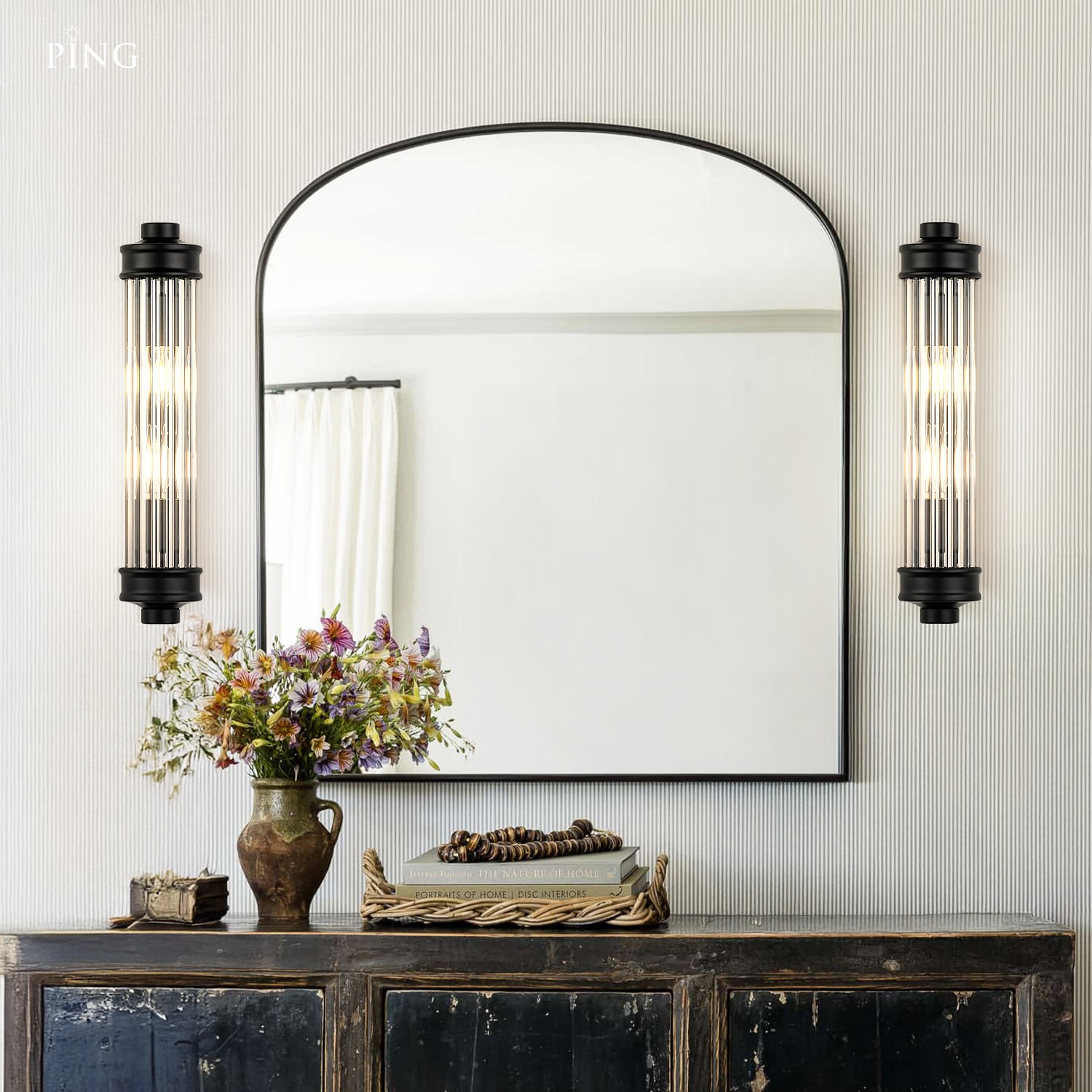 Raelin Retro Cylindrical Ribbed Glass Sconce
