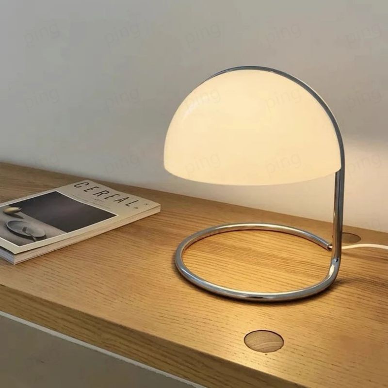 Olivia Bauhaus Bedside Table Lamps With Dome Glass Shades