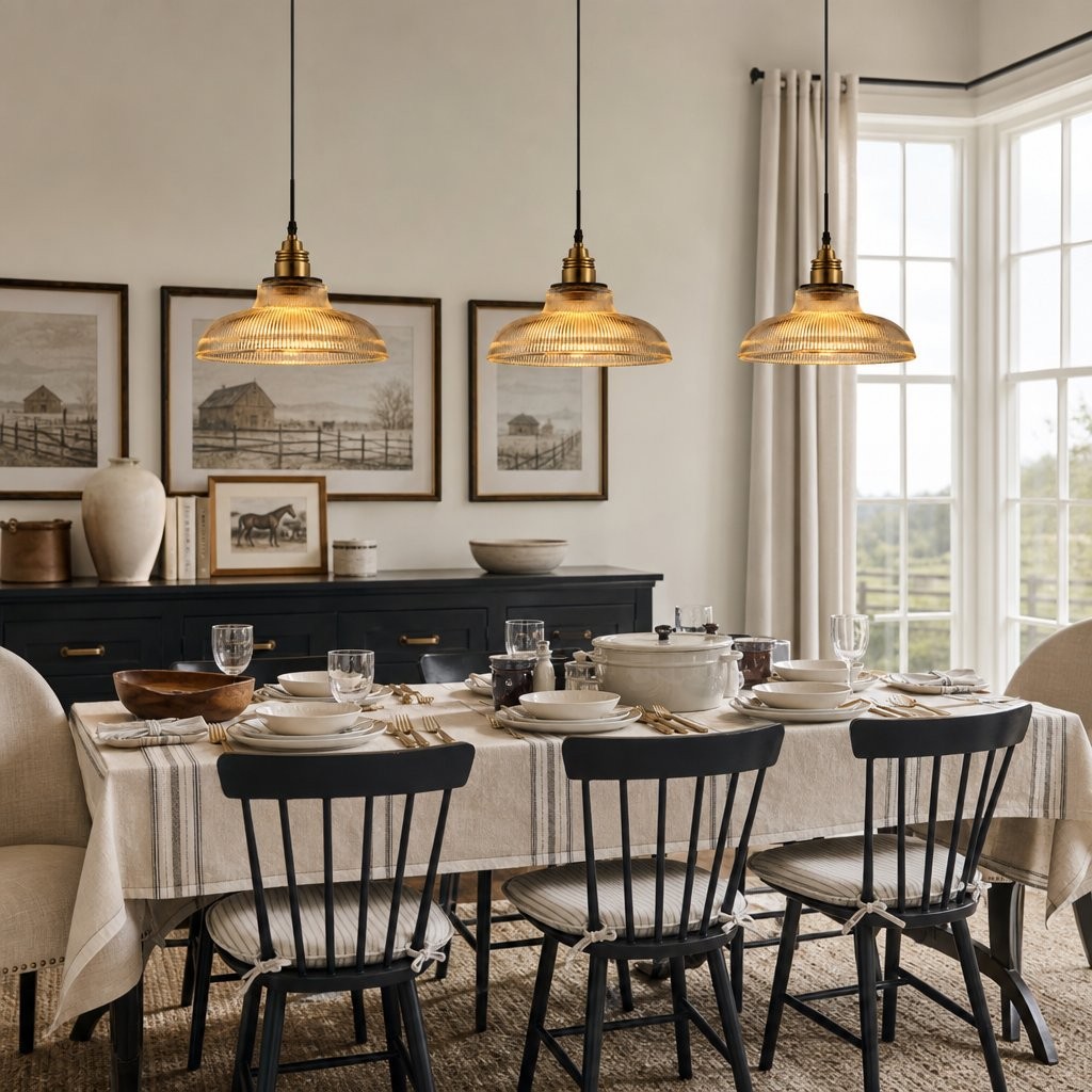 Aevia Vintage Transparent Striped Glass Pendant Light