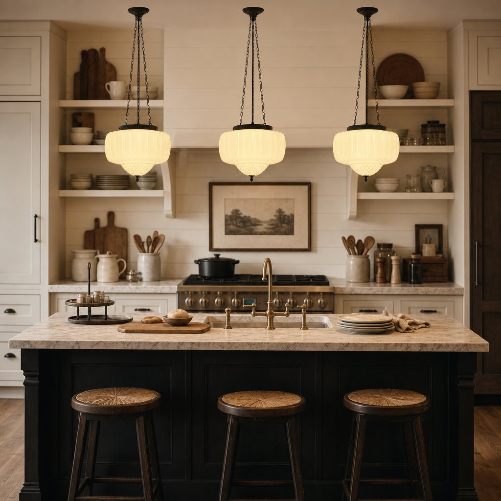 Draxor White Milk Glass Pumpkin Pendant Light