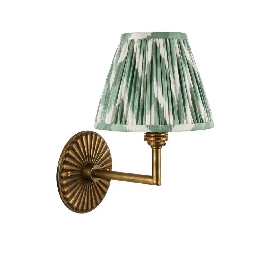 Dimitri Vintage Brass Pleated Fabric Wall Sconce