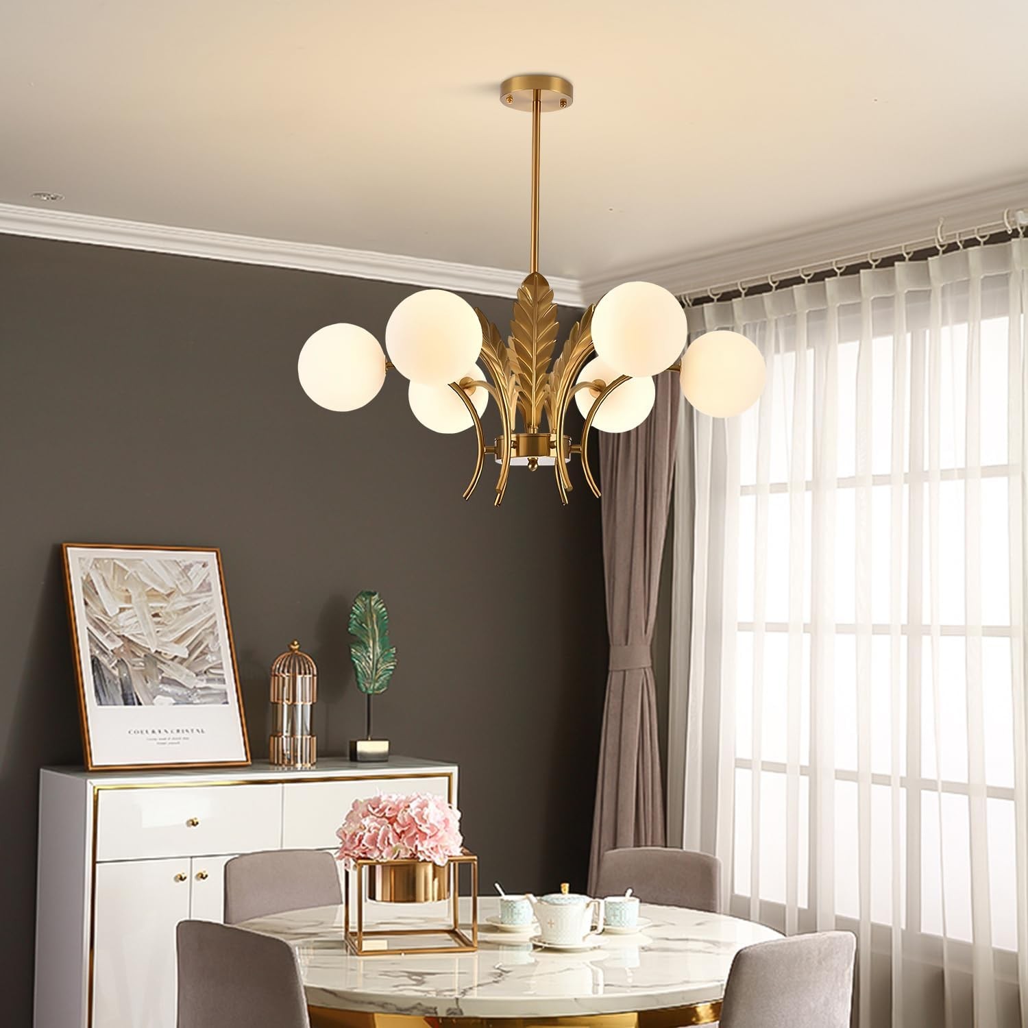 Zephyr Luxury 6-Lights Globe Glass Chandelier