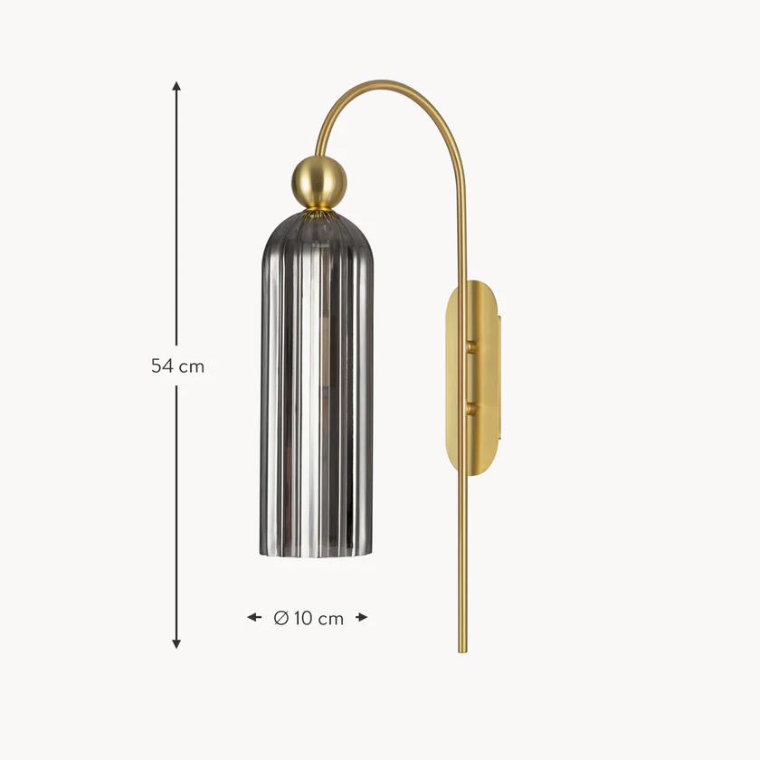 Emrys Modern Gold Fluted Glass Cylinder Sconce