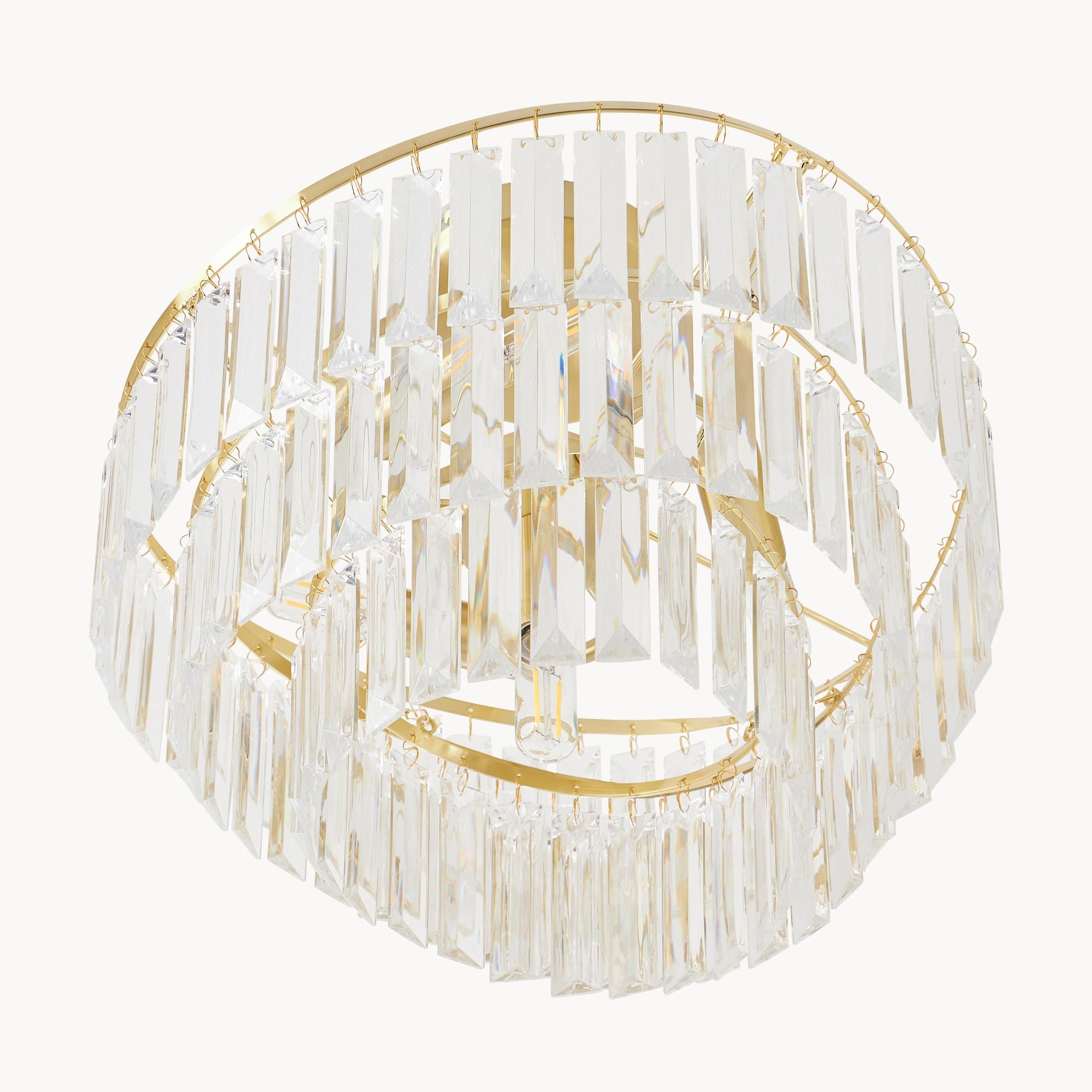 Deneuve Farmhouse Tiered Glass Brass Ceiling Light